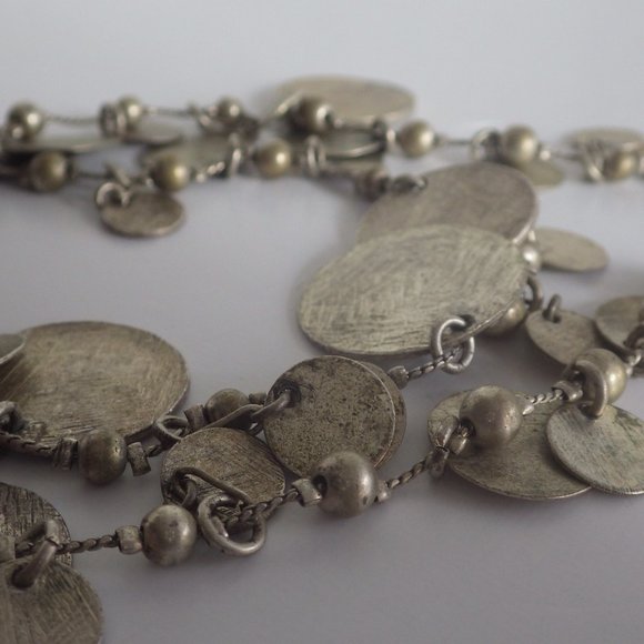 Armand Thiery Designer Double Silver Disc Necklace - Picture 5 of 6